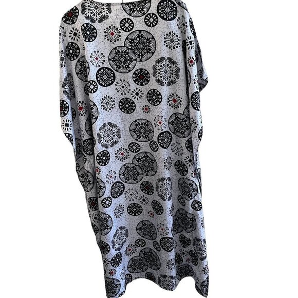 Metropolitan Kaftan Maxi Dress Women Onesize‎ Black White Circular Graphi… - Picture 2 of 9